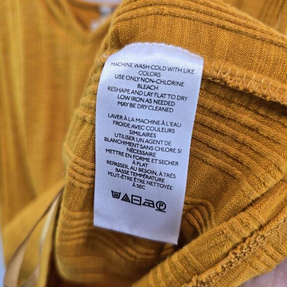 Anthropologie Top Womens XL Tank Yellow Notch Crop Ribbed Mustard Gold Pilcro - Picture 8 of 10